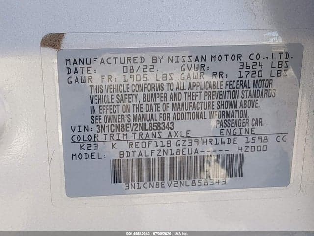 2022 NISSAN VERSA 1.6 SV XTRONIC CVT 9
