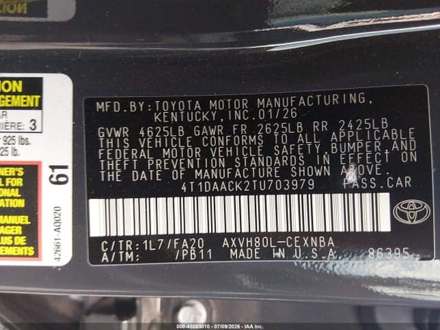 2026 TOYOTA CAMRY LE 9