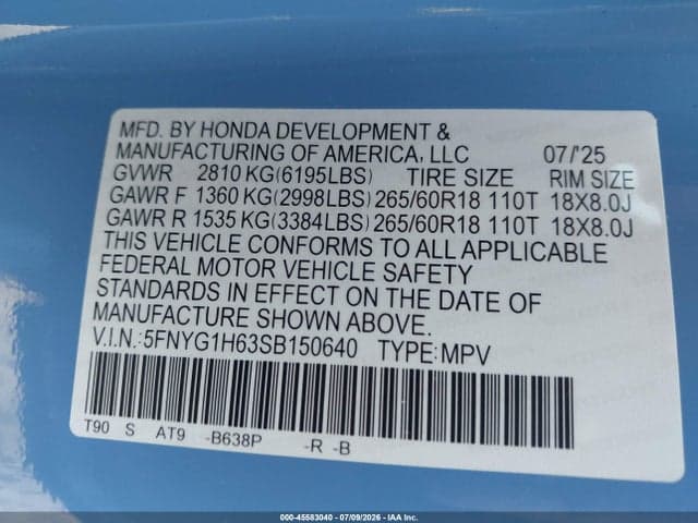 2025 HONDA PILOT TRAILSPORT 9