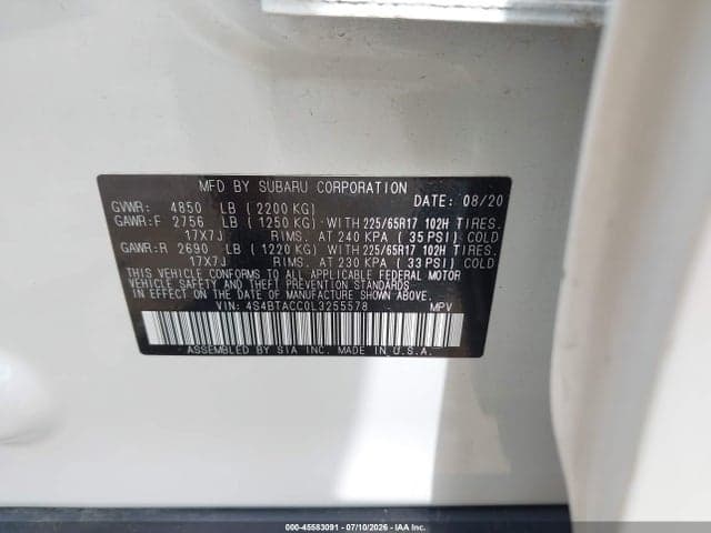 2020 SUBARU OUTBACK PREMIUM 9
