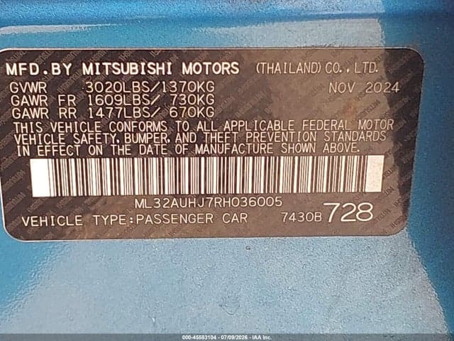 2024 MITSUBISHI MIRAGE ES/LE 9