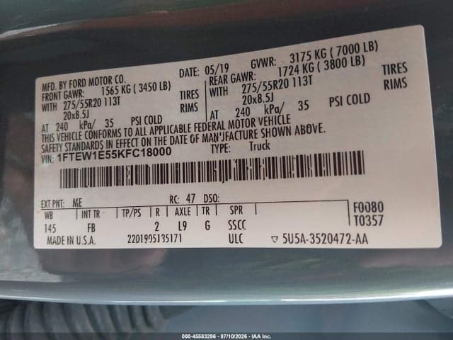 2019 FORD F-150 XLT 9