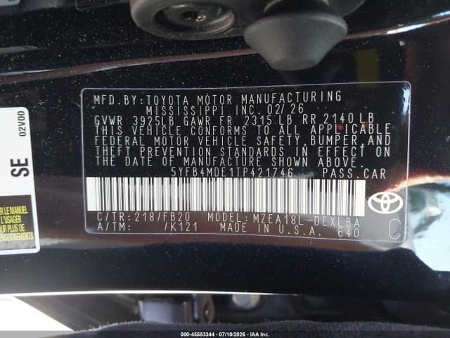 2026 TOYOTA COROLLA LE 9