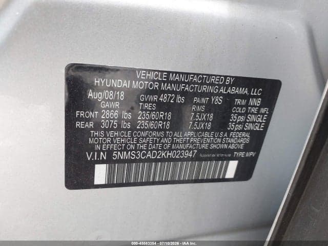 2019 HYUNDAI SANTA FE SEL PLUS 9