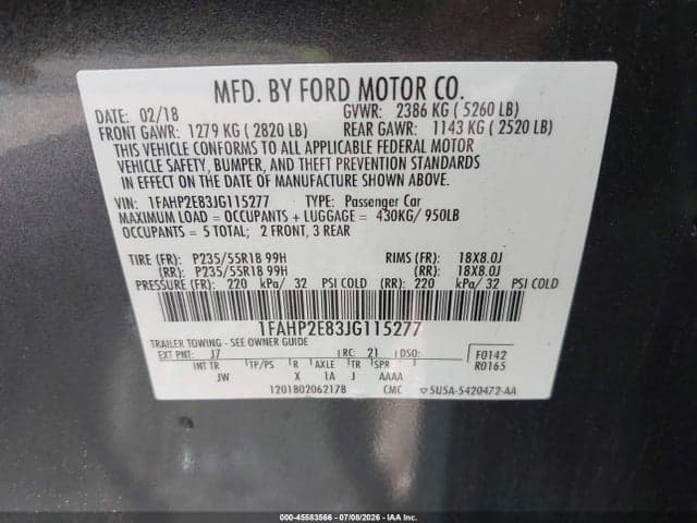 2018 FORD TAURUS SEL 9