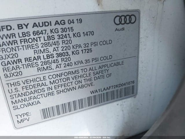 2019 AUDI Q7 55 PREMIUM/55 SE PREMIUM 9