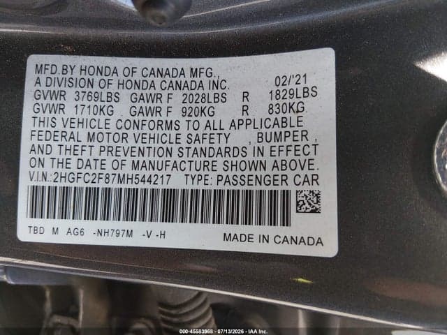 2021 HONDA CIVIC SPORT 9