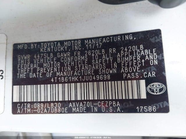 2018 TOYOTA CAMRY XSE 9