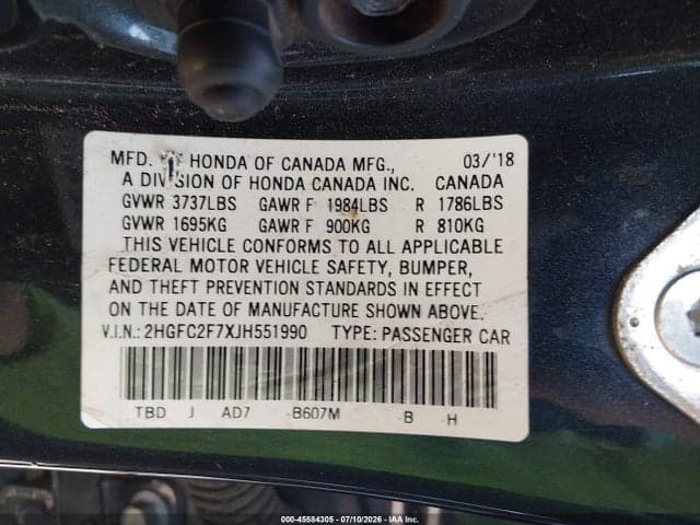 2018 HONDA CIVIC EX 9