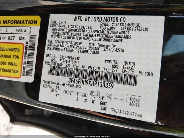 2017 FORD FUSION SE 9