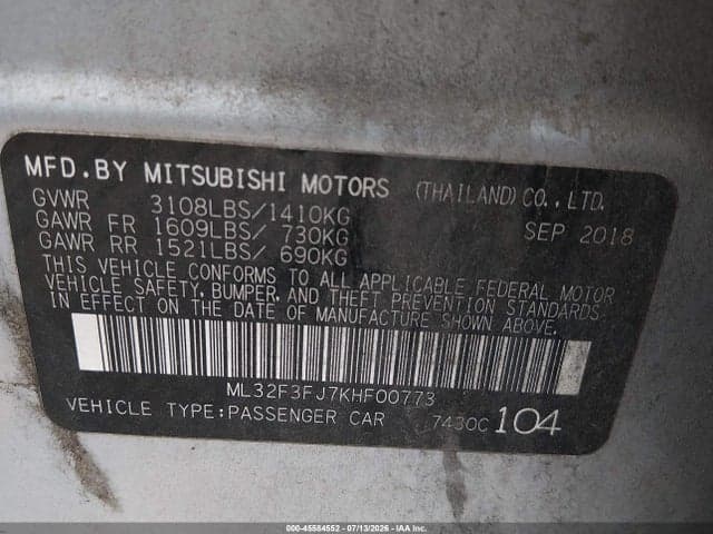 2019 MITSUBISHI MIRAGE G4 ES 9