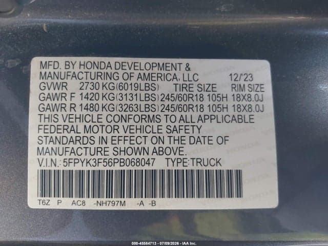 2023 HONDA RIDGELINE RTL 9