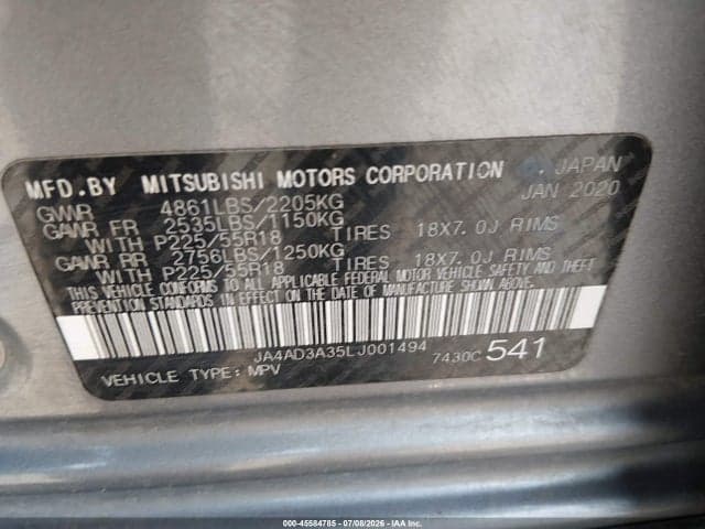 2020 MITSUBISHI OUTLANDER LE 2.4 9