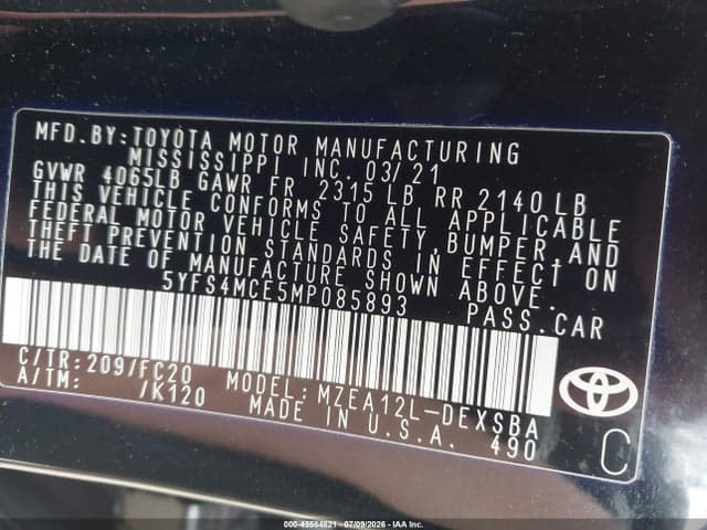 2021 TOYOTA COROLLA SE 9