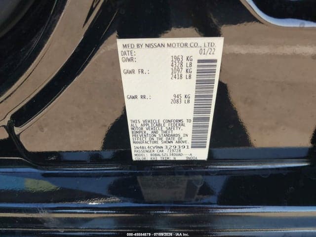 2022 NISSAN ALTIMA SR FWD 9