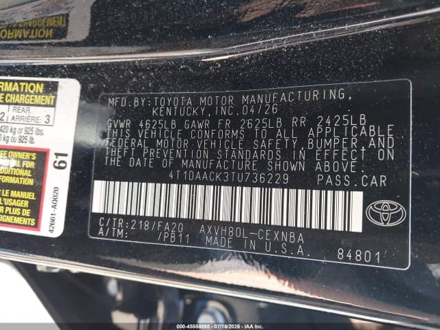 2026 TOYOTA CAMRY LE 9