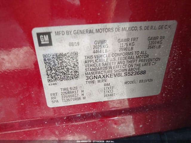 2020 CHEVROLET EQUINOX FWD LT 1.5L TURBO 9