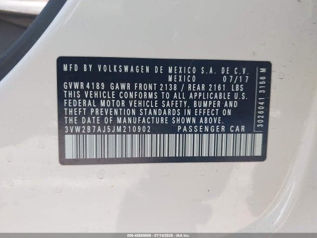 2018 VOLKSWAGEN JETTA 1.4T S 9