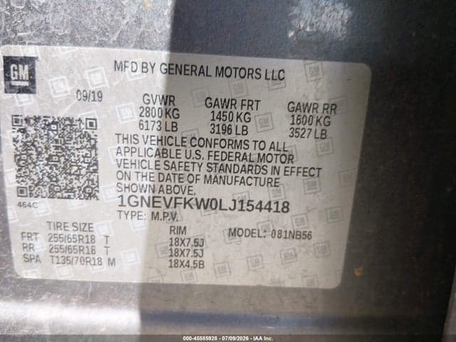 2020 CHEVROLET TRAVERSE AWD LS 9