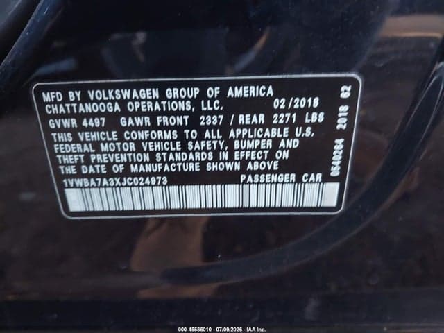 2018 VOLKSWAGEN PASSAT 2.0T SE 9