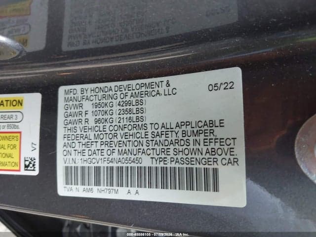 2022 HONDA ACCORD EX-L 9