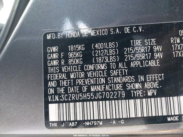 2018 HONDA HR-V EX 9