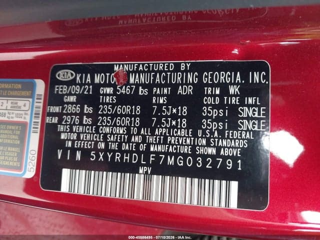 2021 KIA SORENTO EX 9