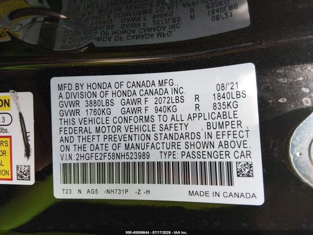 2022 HONDA CIVIC SPORT 9