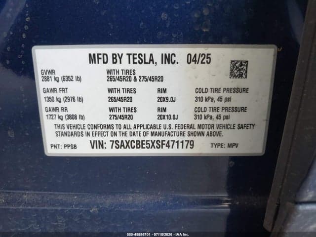 2025 TESLA MODEL X LONG RANGE 9