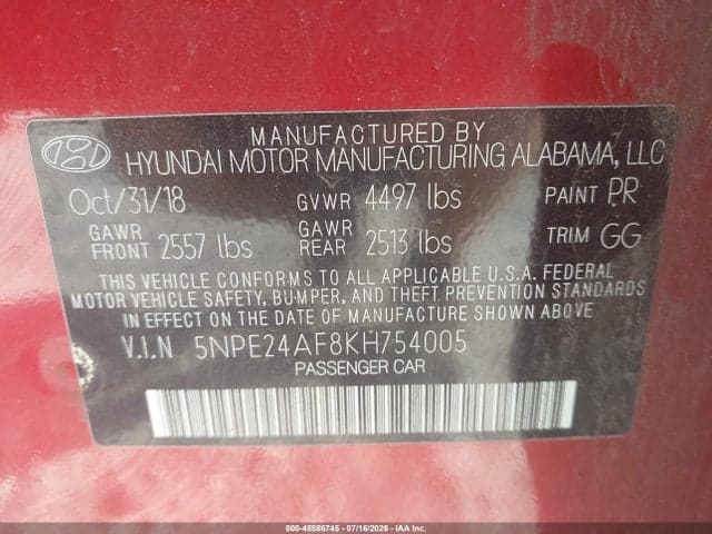 2019 HYUNDAI SONATA SE 9