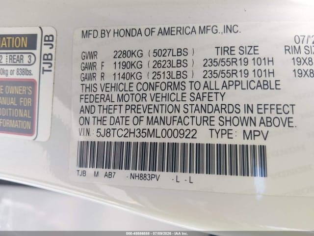 2021 ACURA RDX STANDARD 9