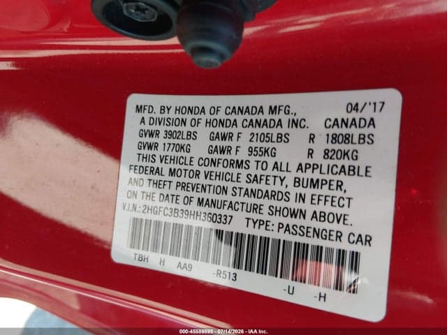 2017 HONDA CIVIC EX-T 9