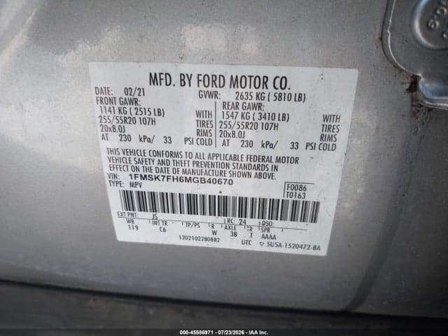 2021 FORD EXPLORER LIMITED 9