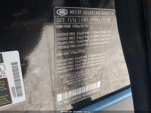 2017 LAND ROVER RANGE ROVER 5.0L V8 SUPERCHARGED 9