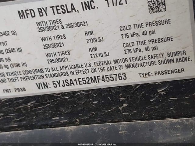 2021 TESLA MODEL S LONG RANGE DUAL MOTOR ALL-WHEEL DRIVE 9