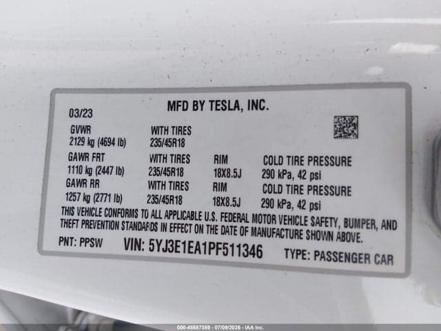 2023 TESLA MODEL 3 REAR-WHEEL DRIVE 9