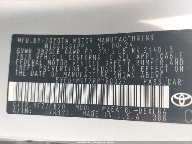2024 TOYOTA COROLLA LE 9