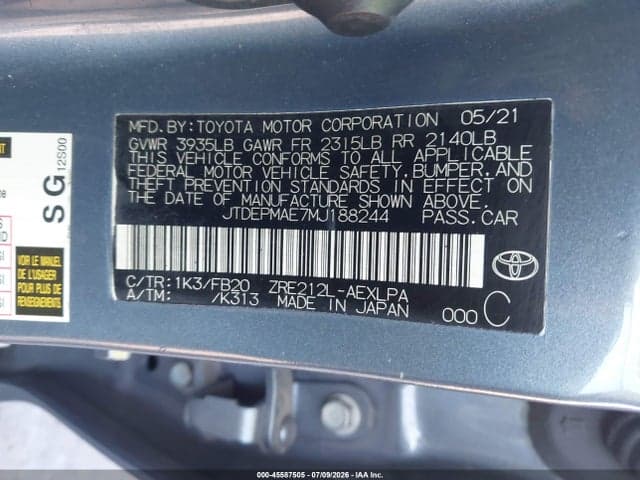 2021 TOYOTA COROLLA LE 9