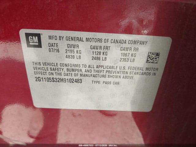 2017 CHEVROLET IMPALA 1LT 9