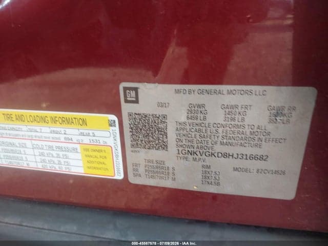 2017 CHEVROLET TRAVERSE LT 9