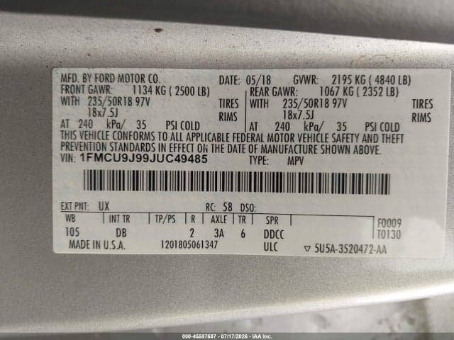 2018 FORD ESCAPE TITANIUM 9
