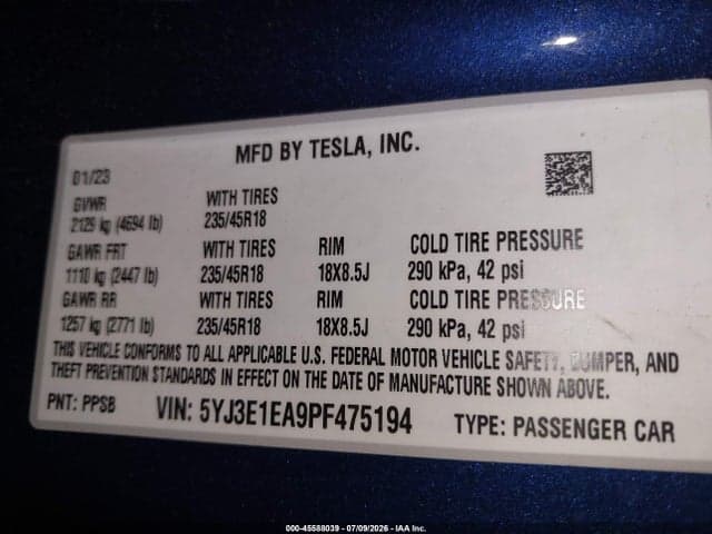 2023 TESLA MODEL 3 REAR-WHEEL DRIVE 9