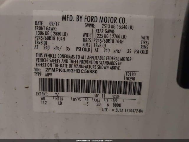 2017 FORD EDGE SEL 9