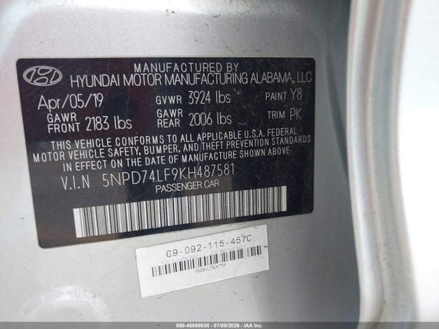2019 HYUNDAI ELANTRA SE 9