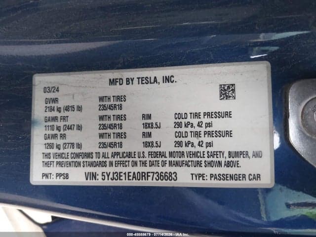 2024 TESLA MODEL 3 LONG RANGE DUAL MOTOR ALL-WHEEL DRIVE/REAR-WHEEL DRIVE 9