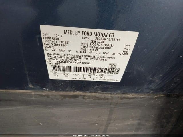 2018 FORD EXPLORER XLT 9