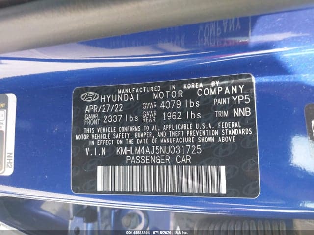2022 HYUNDAI ELANTRA HYBRID BLUE 9