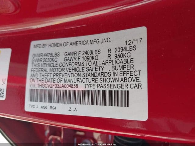 2018 HONDA ACCORD SPORT 2.0T 9