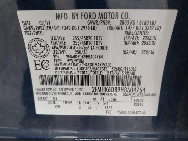 2017 FORD FLEX LIMITED 9