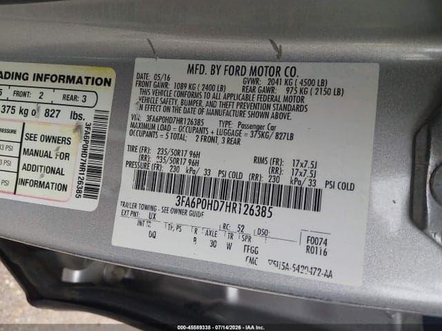 2017 FORD FUSION SE 9